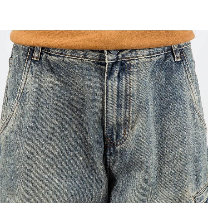 Retro Wide-leg Drape Jeans