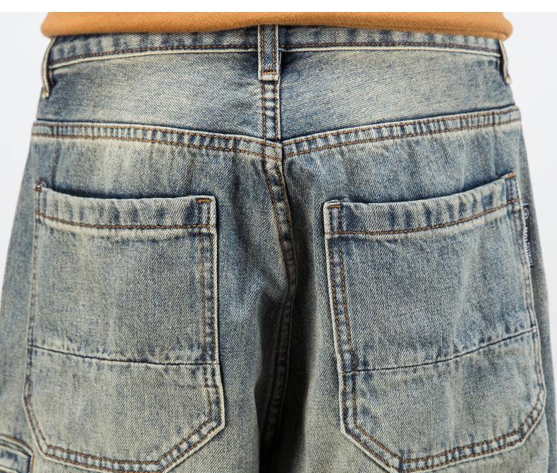 Retro Wide-leg Drape Jeans