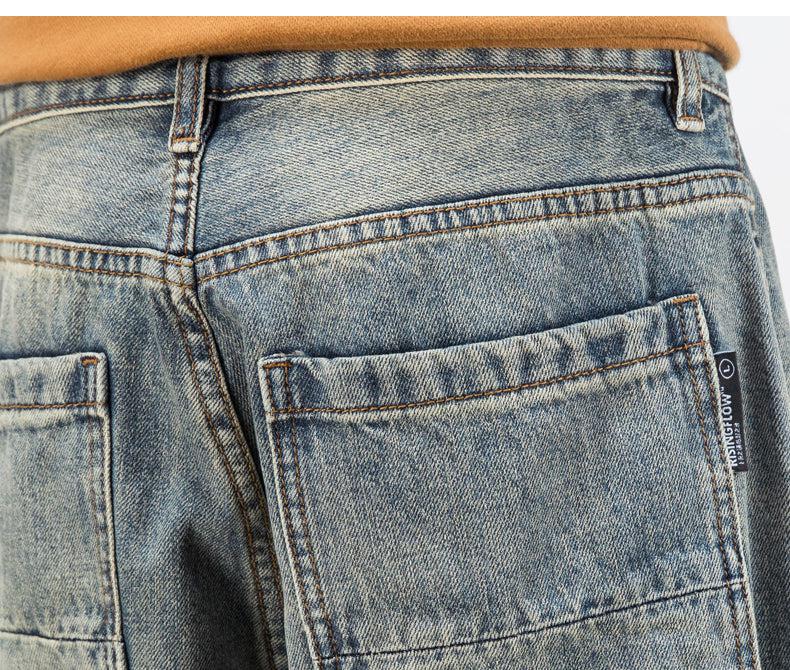 Retro Wide-leg Drape Jeans