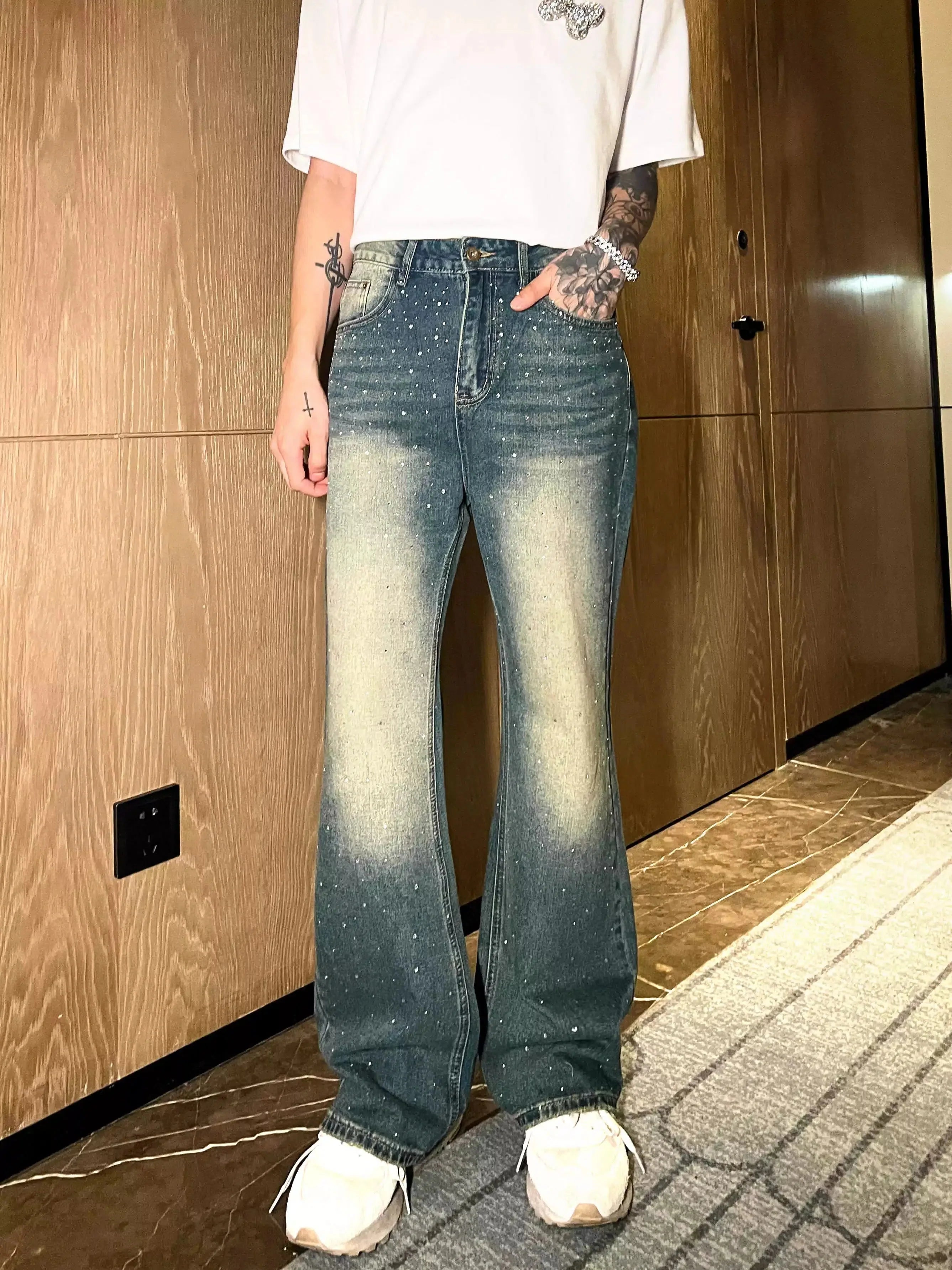 Rhinestone-Embellished  Jeans