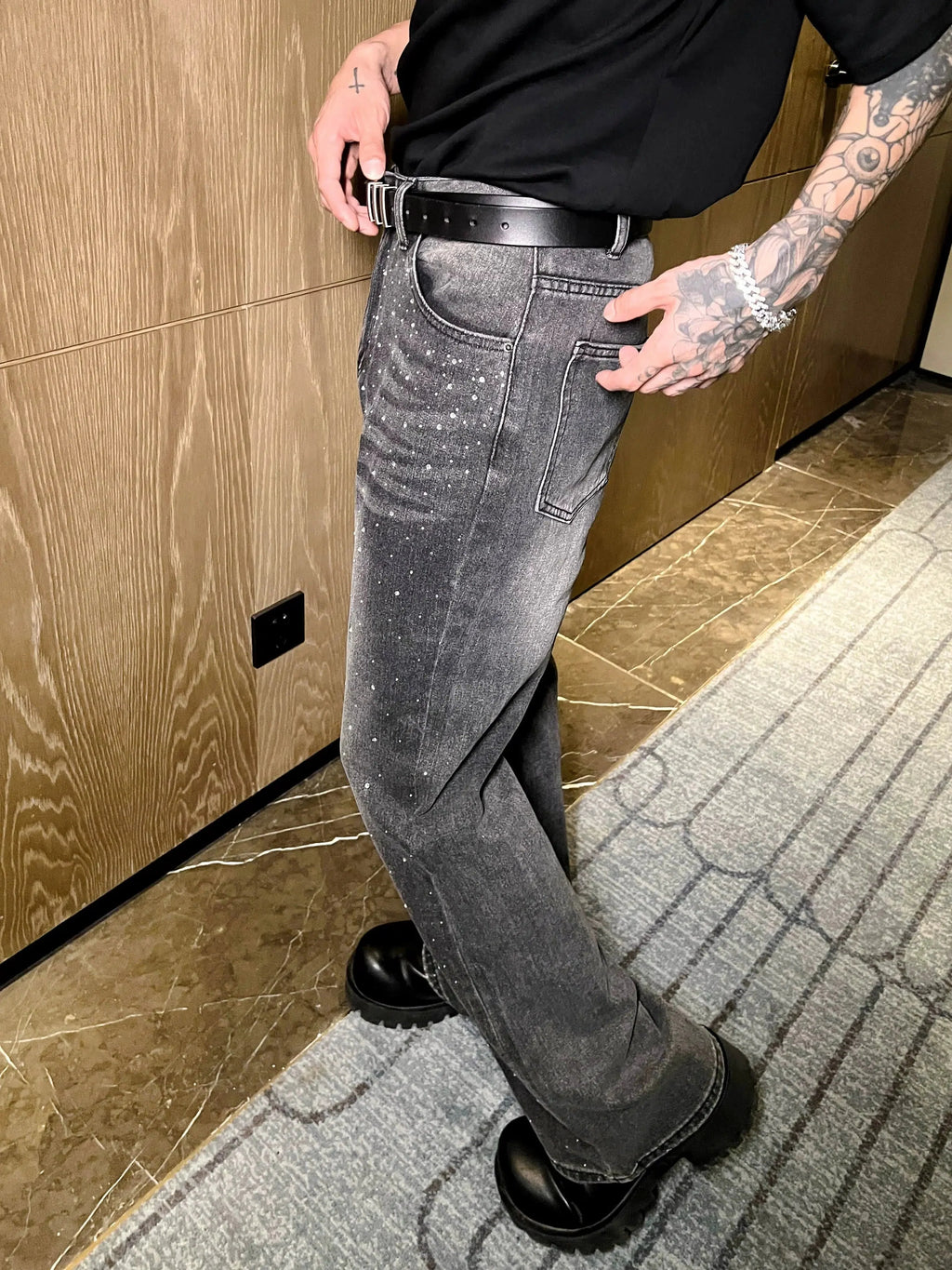 Rhinestone-Embellished  Jeans