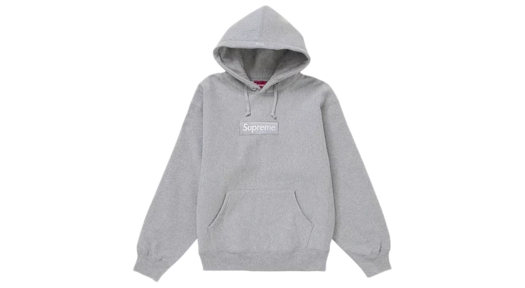Supreme Box Logo Hoodie Heather Grey (FW24) (P)