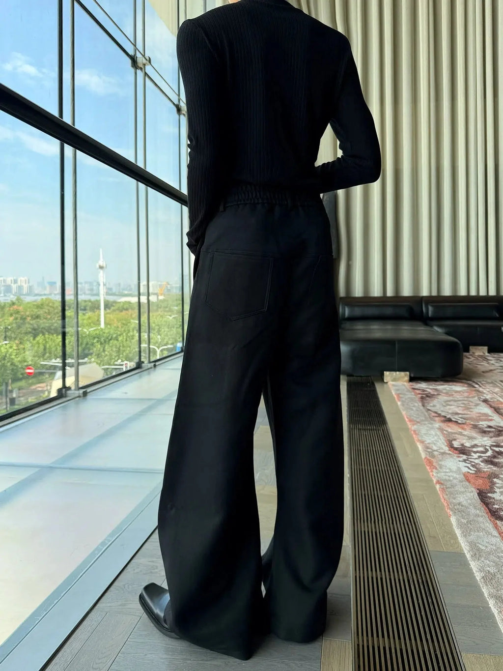 Wide-Leg Winter Stitching Pants