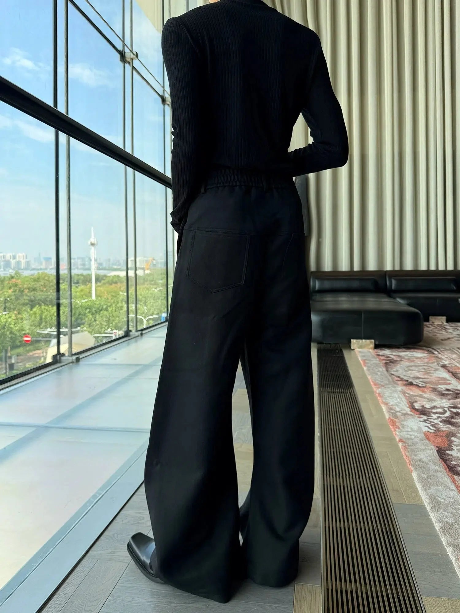 Wide-Leg Winter Stitching Pants