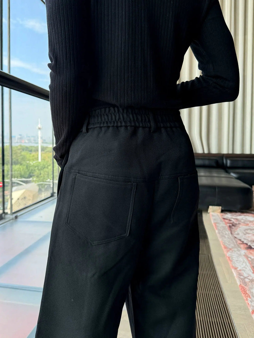 Wide-Leg Winter Stitching Pants
