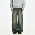 Pleated Loose Wide-leg Jeans