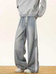 Washed Striped Drawstring Pants