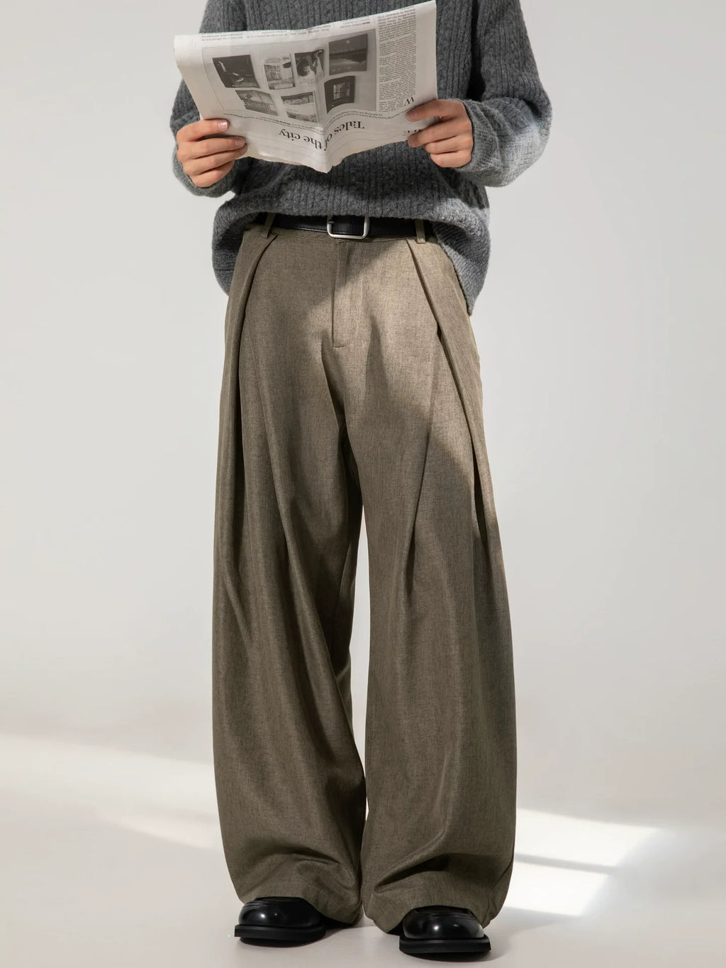 Pleated Wide Leg Casual Pants