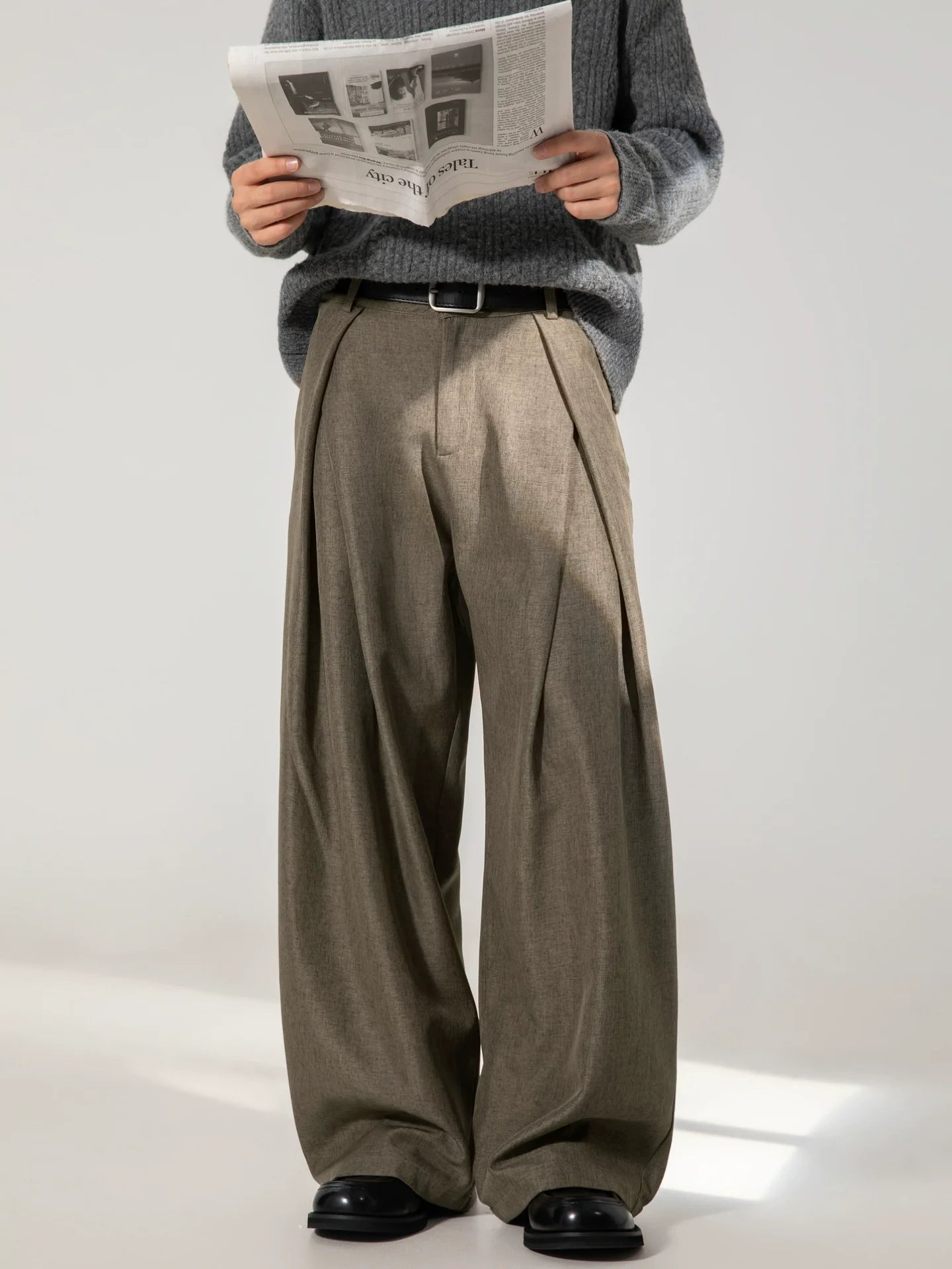 Pleated Wide Leg Casual Pants