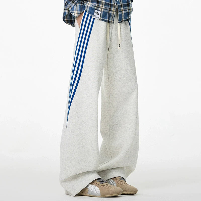 Striped Straight-Leg Drawstring Sweatpants