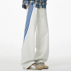 Striped Straight-Leg Drawstring Sweatpants
