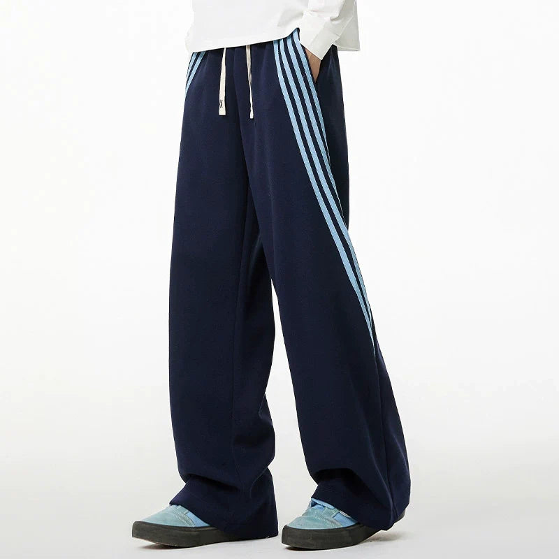 Striped Straight-Leg Drawstring Sweatpants