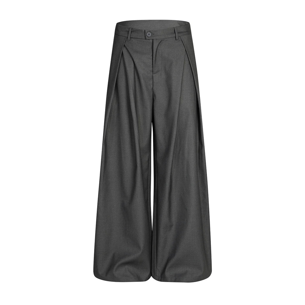 Pleated Wide-Leg A-Line Suit Pants