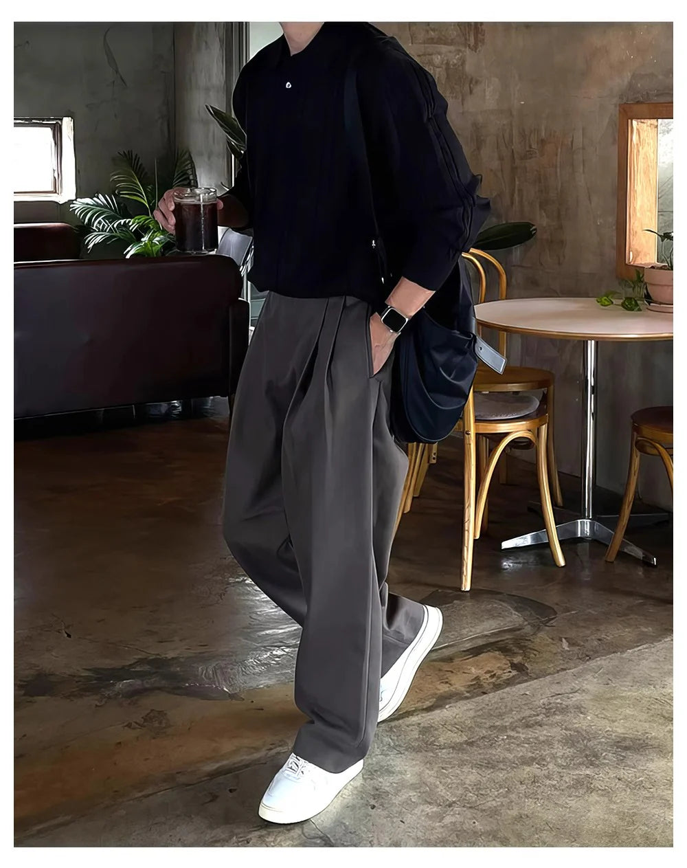 Wide-Leg Non-Iron Pleated Pants