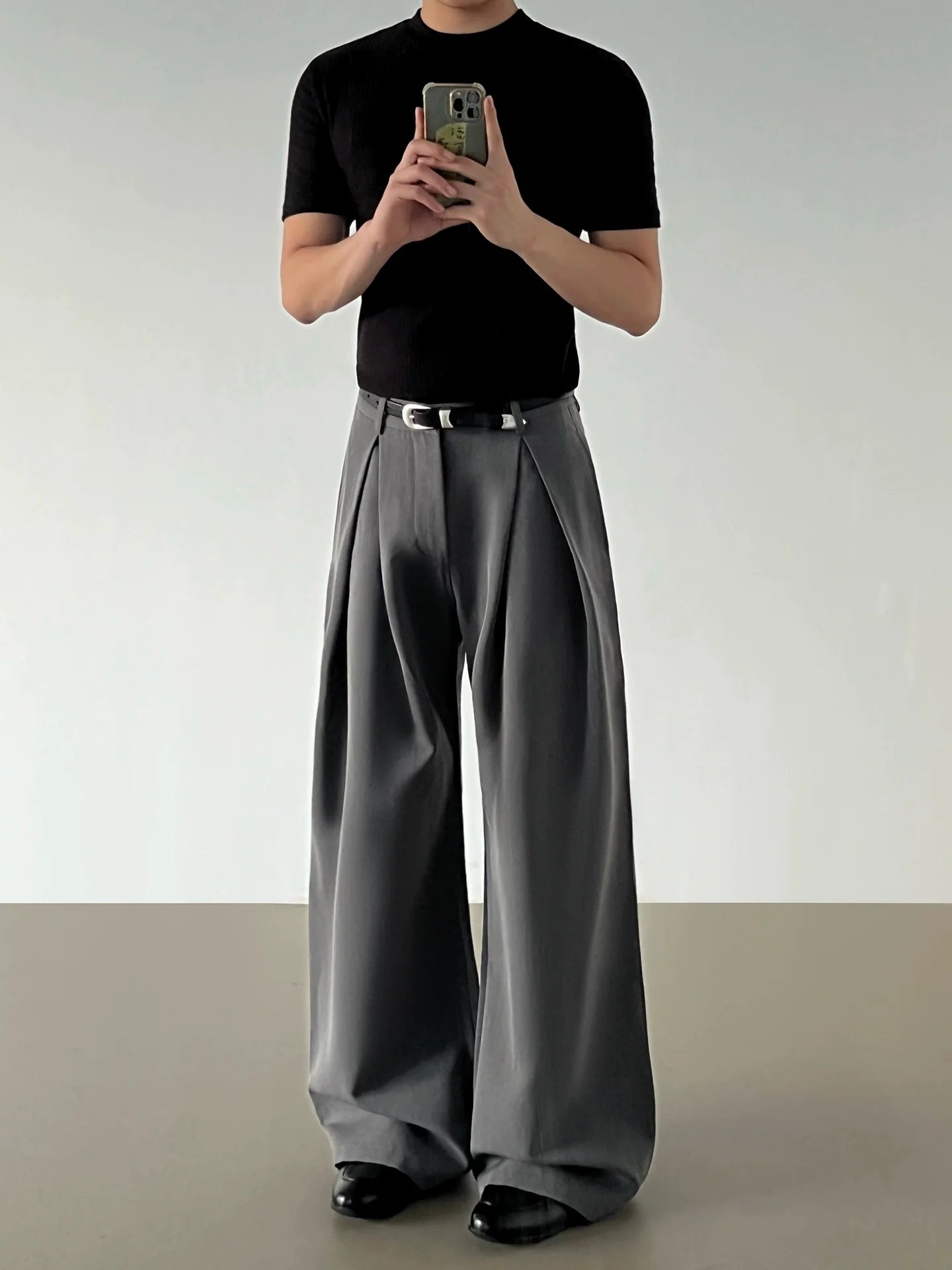 Pleated Wide-Leg A-Line Pants