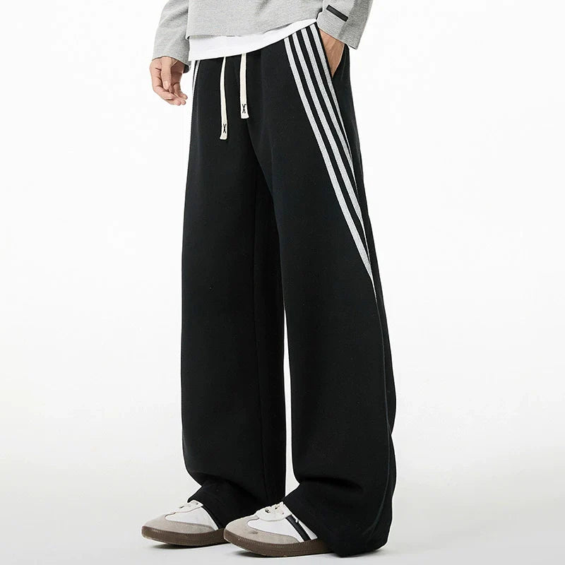 Striped Straight-Leg Drawstring Sweatpants