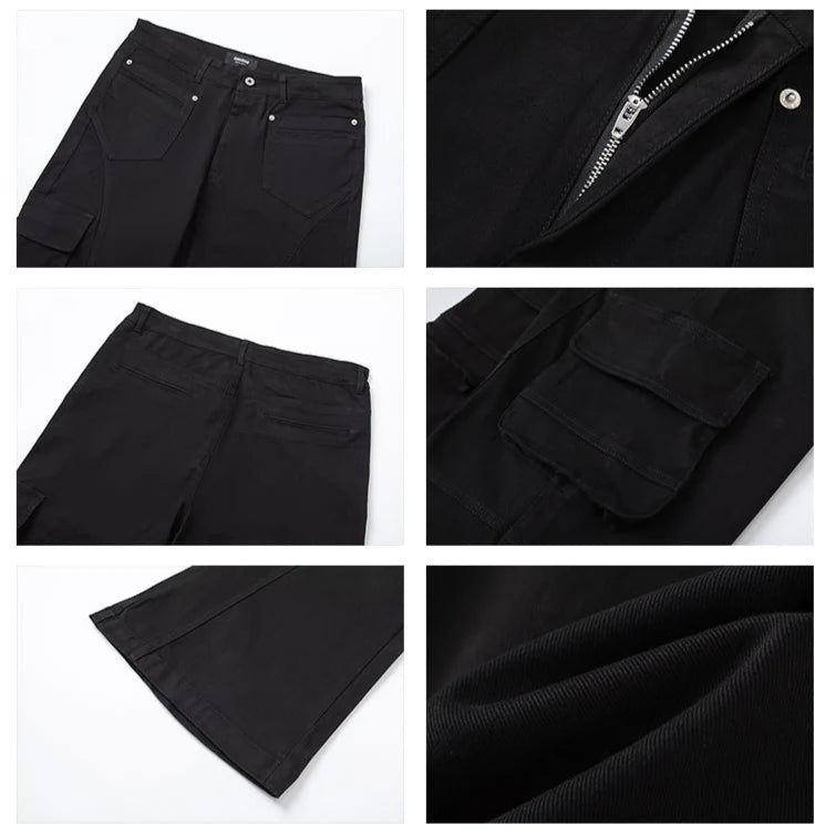 Multi-Pocket Flared Cargo Pants