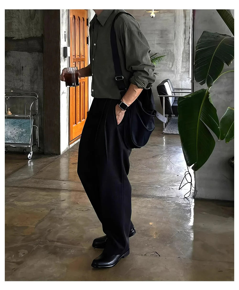 Wide-Leg Non-Iron Pleated Pants