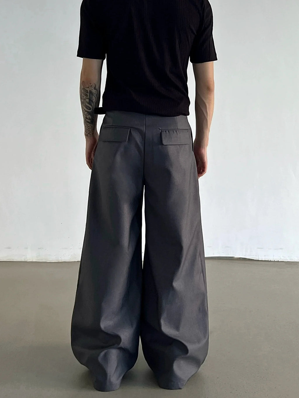 Pleated Wide-Leg A-Line Suit Pants