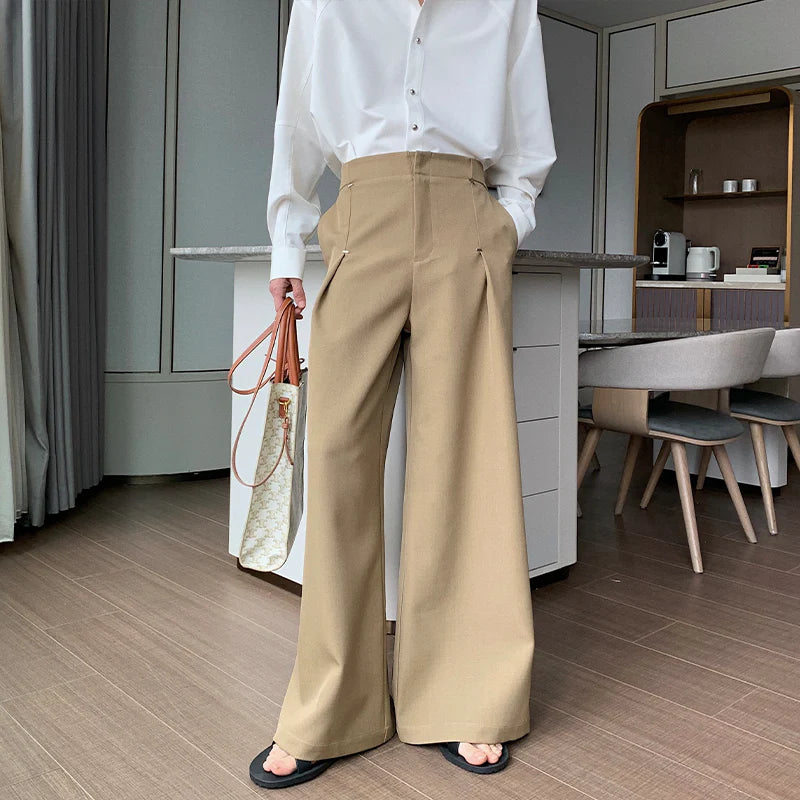 Wide-leg Draped Pleated Pants