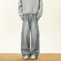 Washed Striped Drawstring Pants