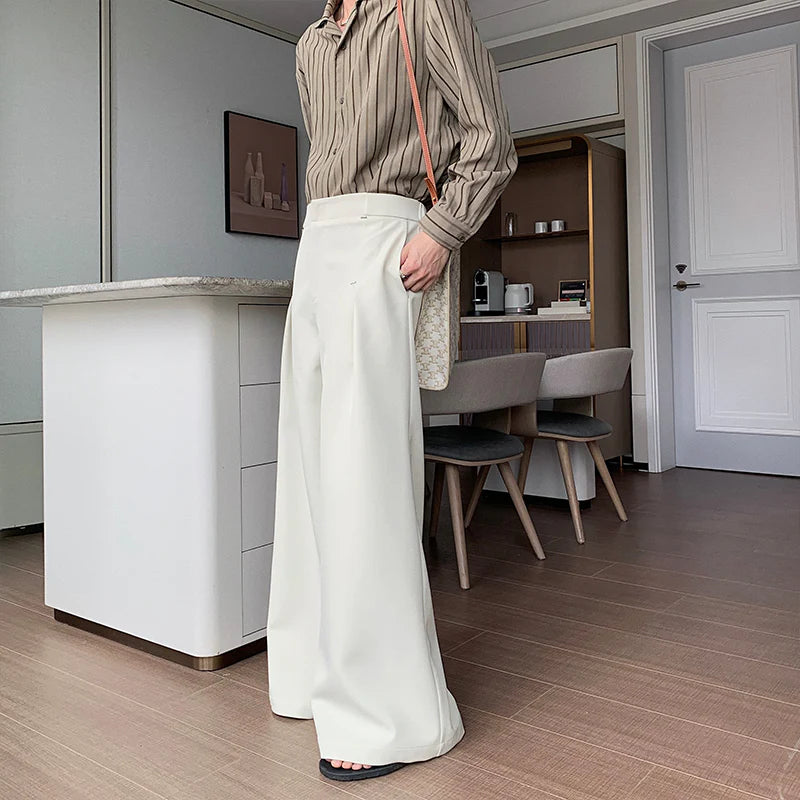 Wide-leg Draped Pleated Pants