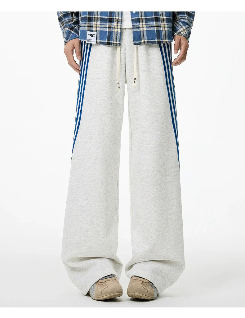 Striped Straight-Leg Drawstring Sweatpants