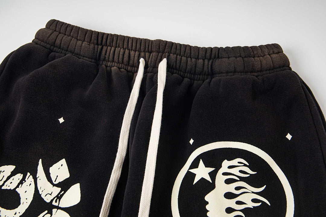 Hellstar Fleece Washed Graphic Sweatpants (Black)