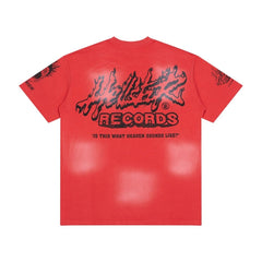 Hellstar Records Flame Graphic Acid Wash Oversized T-Shirt