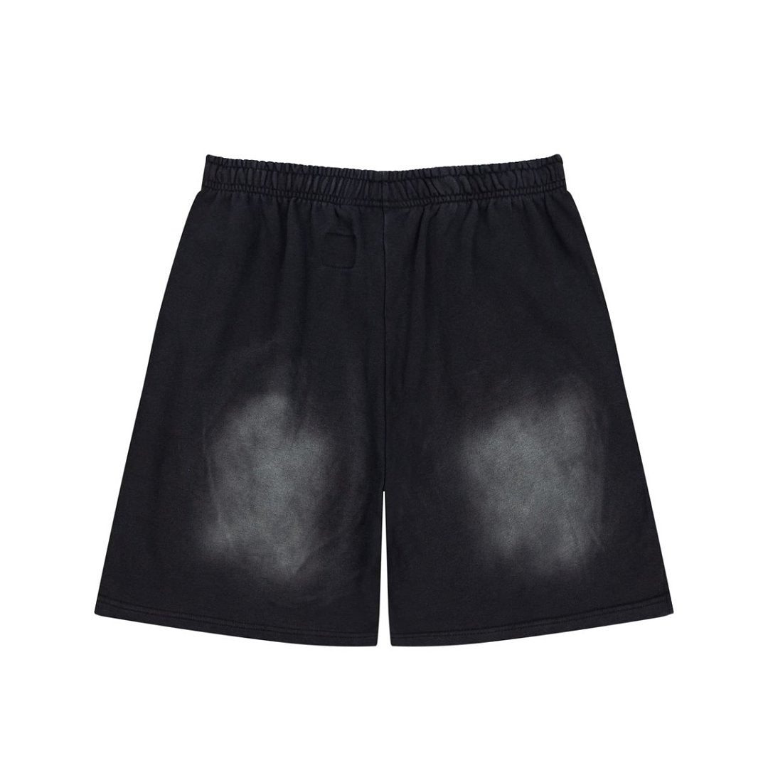 Hellstar Records Flame Print Acid Wash Loose Sweat Shorts
