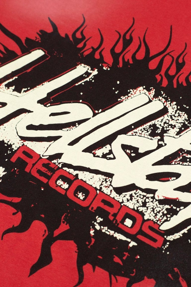 Hellstar Records Flame Graphic Acid Wash Oversized T-Shirt