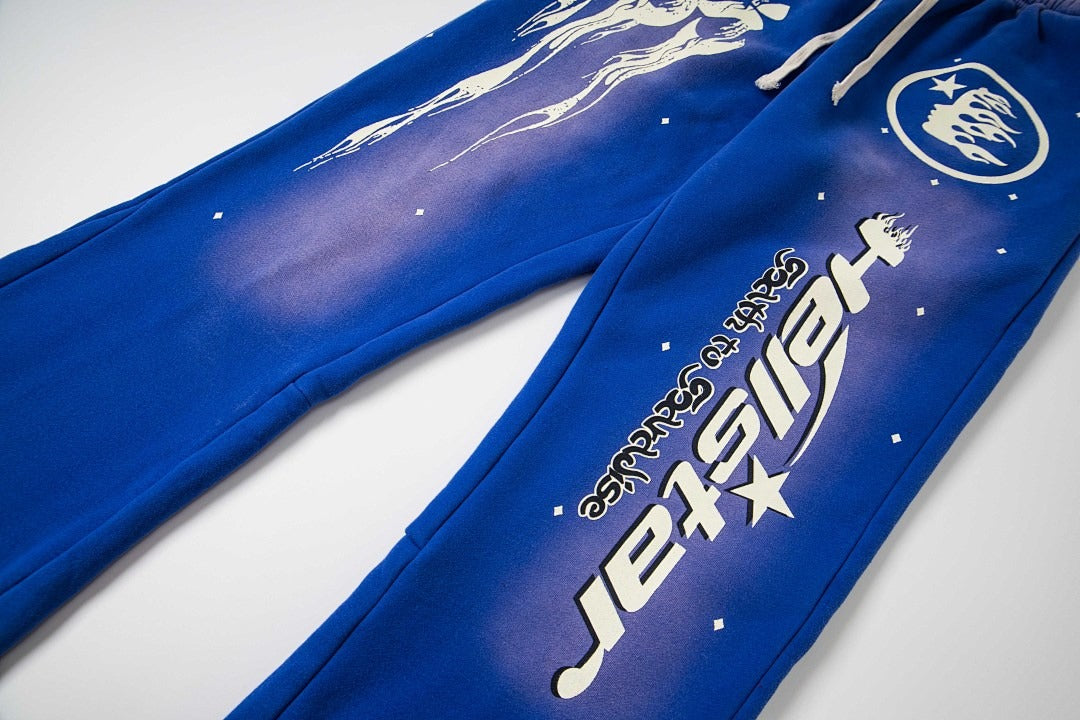 Hellstar Washed Fleece Graphic Sweatpants (Blue)