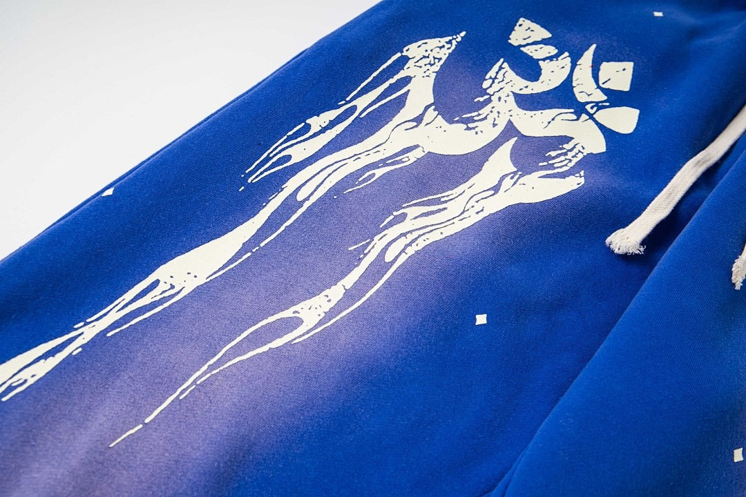 Hellstar Washed Fleece Graphic Sweatpants (Blue)