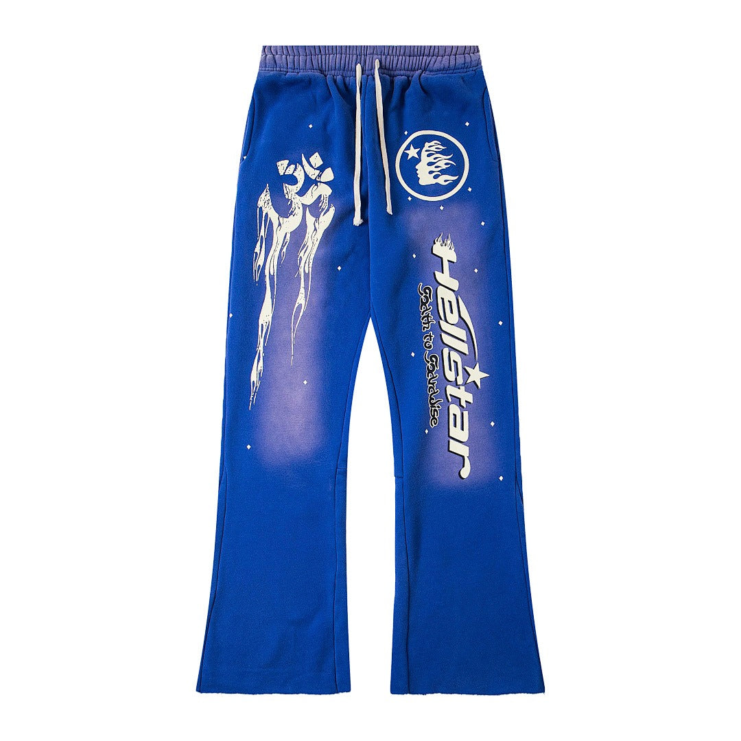 Hellstar Washed Fleece Graphic Sweatpants (Blue)