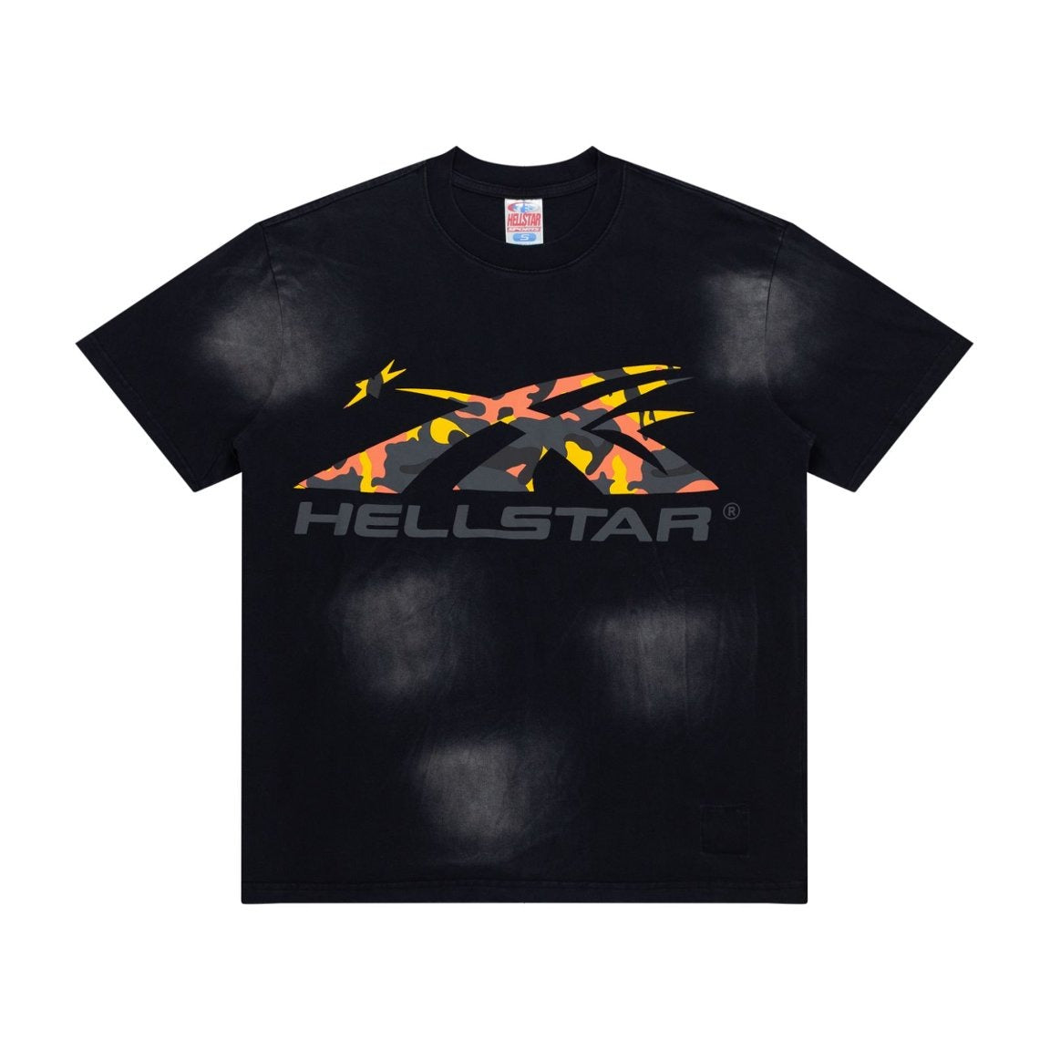 Hellstar Vintage Wash Camo Arrow Graphic Oversized T-Shirt - Black