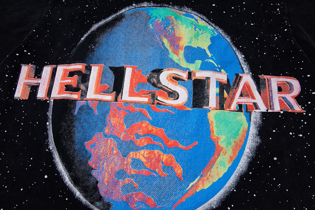 Hellstar Earth Graphic Washed Black T-Shirt