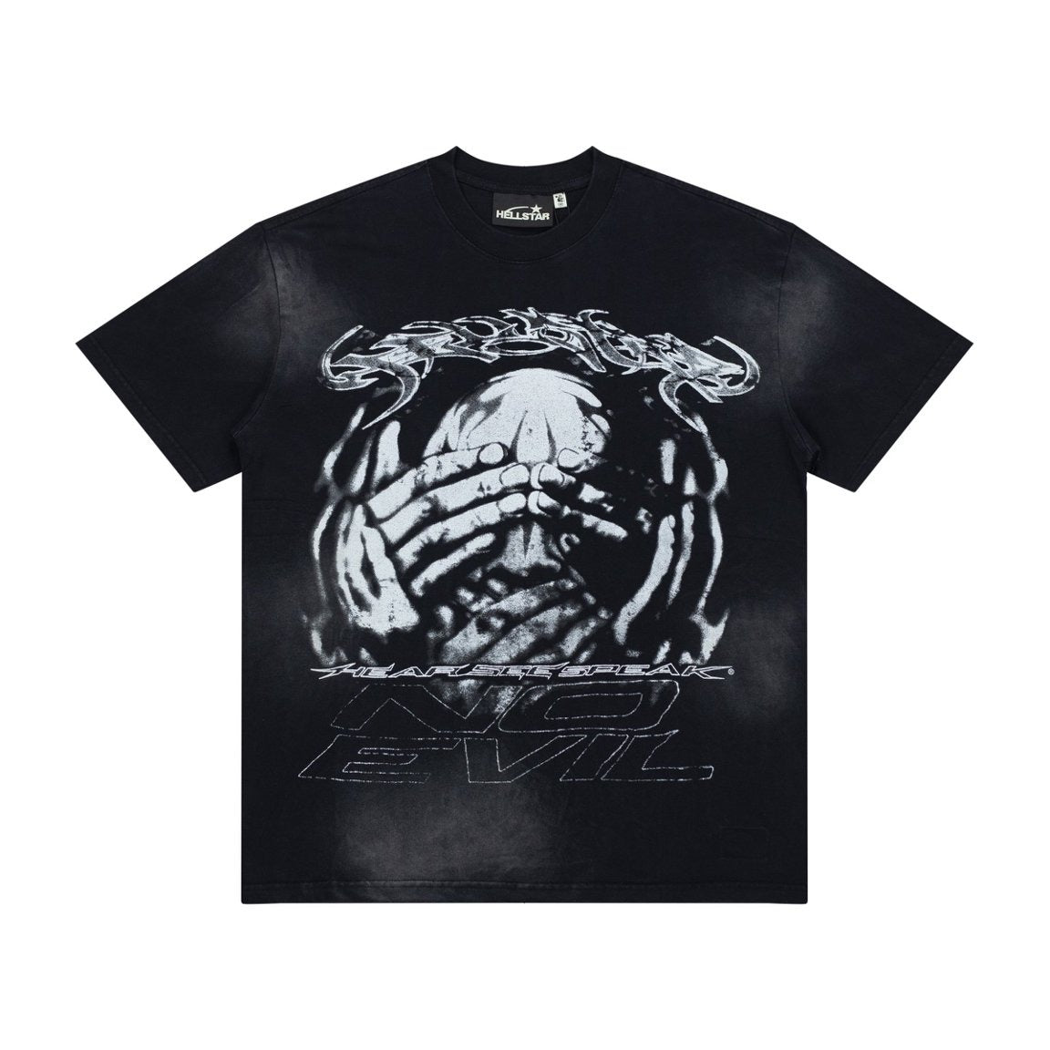 Hellstar Vintage Wash Skull Graphic Oversized T-Shirt - Dark Acid Black