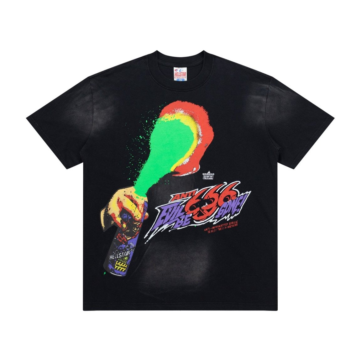 Hellstar Vintage Wash Spray Can Graphic Oversized T-Shirt - Black