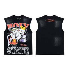 Hellstar basketball rams printed distressed unlined tank top