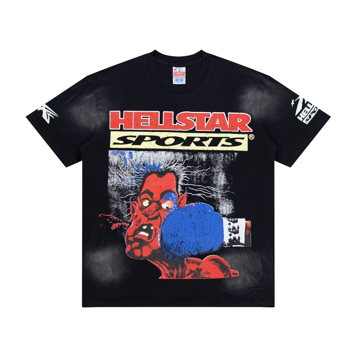 Hellstar Boxing Devil Vintage Wash Graphic Oversized T-Shirt - Washed Black