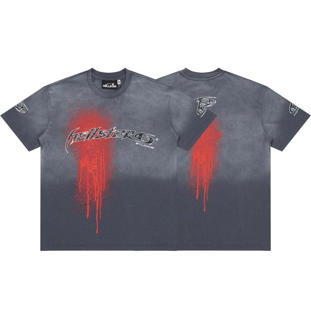 Hellstar Red Drip Gradient Vintage Wash Oversized T-Shirt