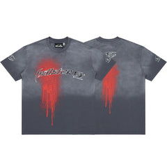 Hellstar Red Drip Gradient Vintage Wash Oversized T-Shirt