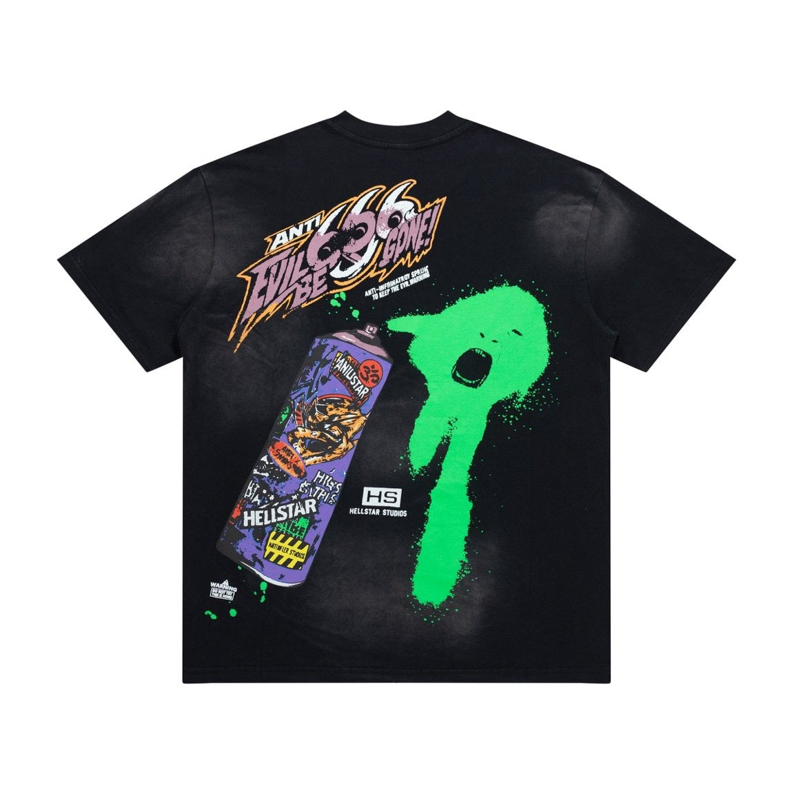 Hellstar Vintage Wash Spray Can Graphic Oversized T-Shirt - Black