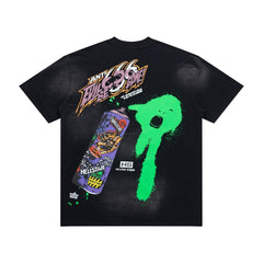 Hellstar Vintage Wash Spray Can Graphic Oversized T-Shirt - Black