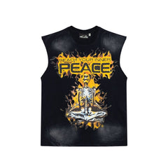 Hellstar Vintage Washed Flames & Meditating Skull Tank Top