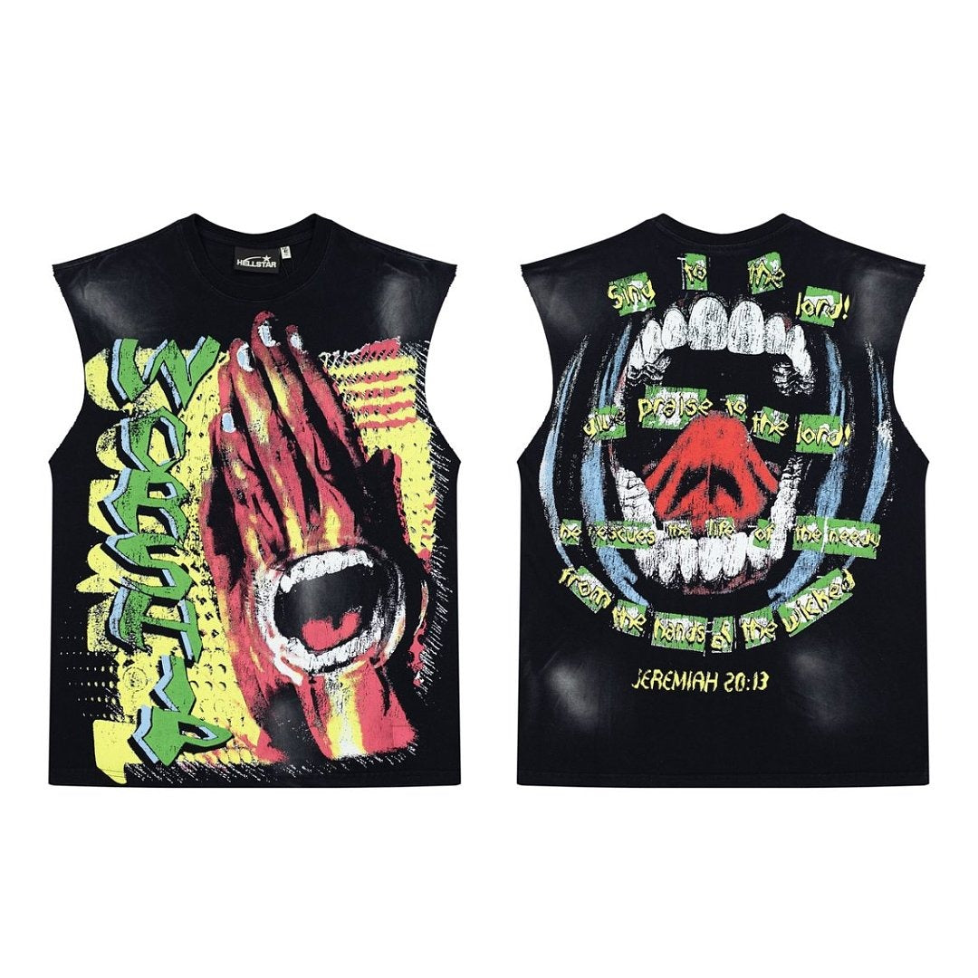 Hellstar Vintage Washed Praying Hands Graphic Tank Top