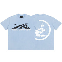 Hellstar Sports Airplane Rhinestone Vintage Wash T-Shirt - Washed Blue