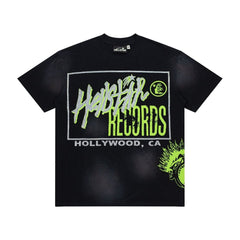Hellstar Studios Glitter Graphic Oversized T-Shirt - Washed Black