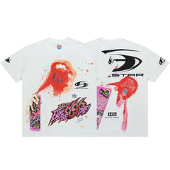 Hellstar Paint Splatter Graffiti Graphic Oversized T-Shirt - Washed Black