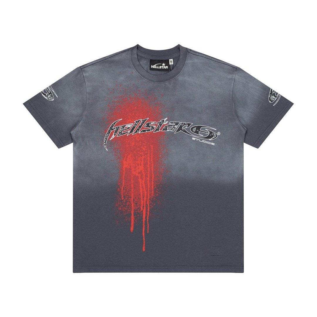 Hellstar Red Drip Gradient Vintage Wash Oversized T-Shirt